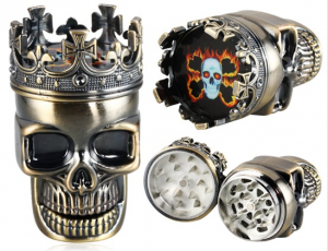 Skull Design Metal Tobacco Herb Spice Grinder (Bronze)