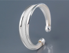 925 Silver Plated Cupronickel Alloy Tri-Layer Cuff Bracelet (Silver) M.