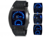 Unisex Car Dashboard Design Dial LED Sports Watch with Rubber Strap (Black) M.