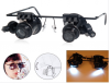 9892A-2 Dual Head 20x Magnification Glasses with LED Light for Watch Repair (Black)